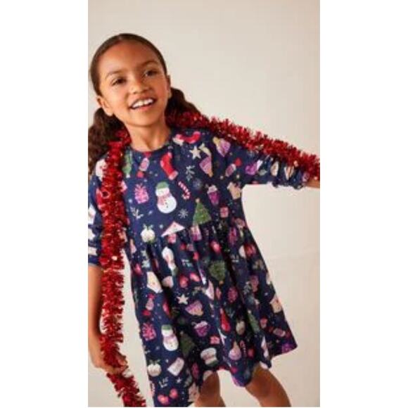 Next UK Holiday Winter Dress size 7/8 best Long Sleeve - Picture 1 of 6